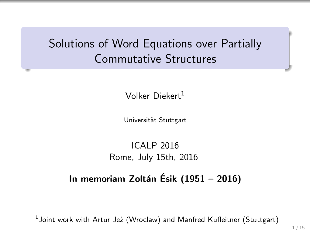 Solutions of Word Equations Over Partially Commutative Structures