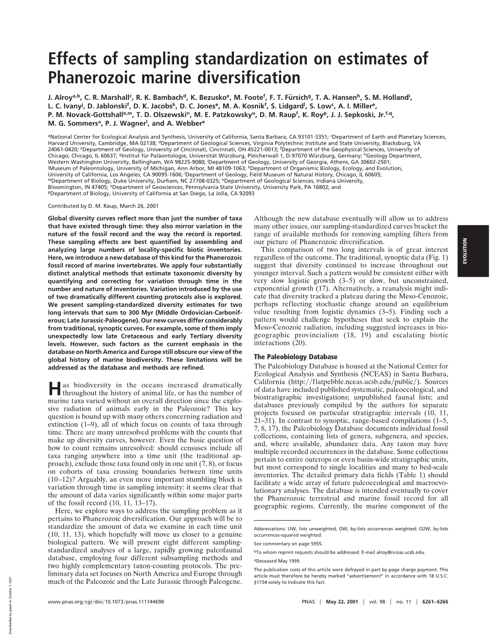 Effects of Sampling Standardization on Estimates of Phanerozoic Marine Diversification