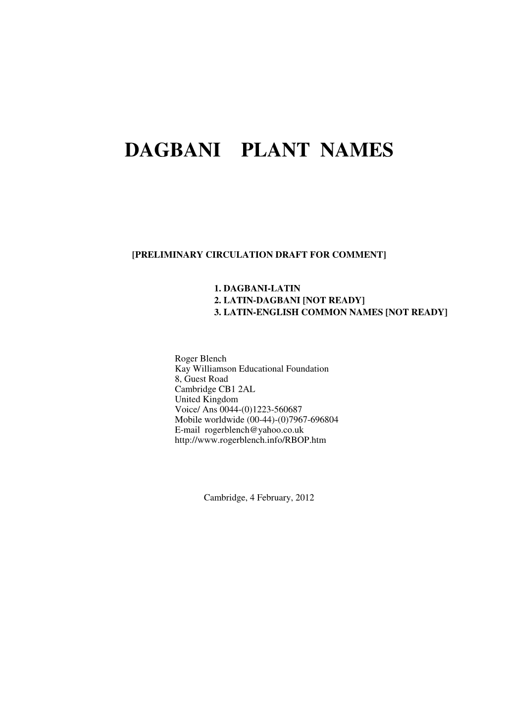 Dagbani Plant Names
