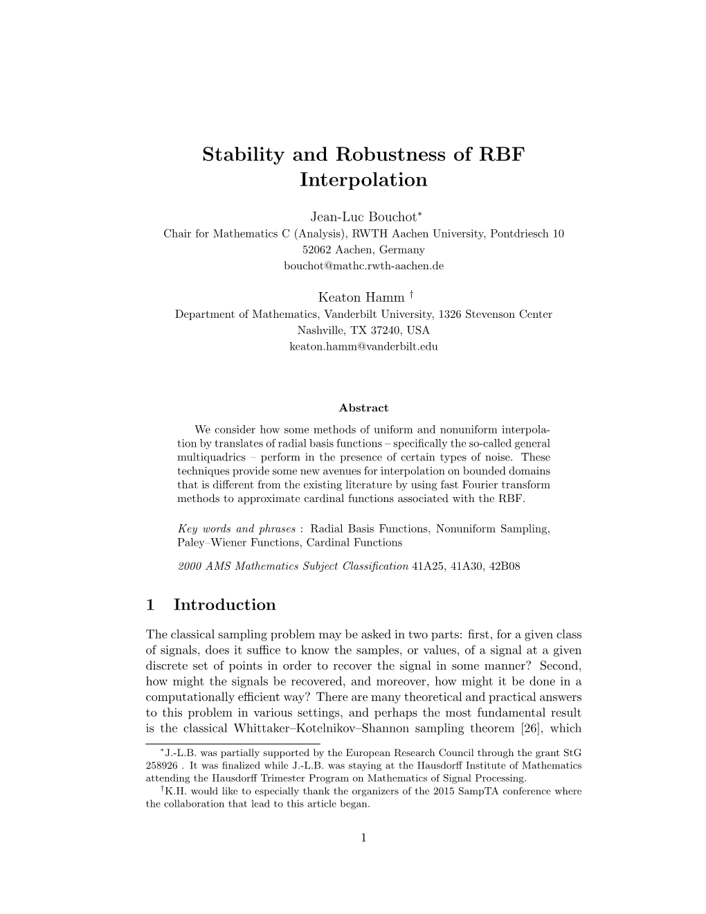 Stability and Robustness of RBF Interpolation