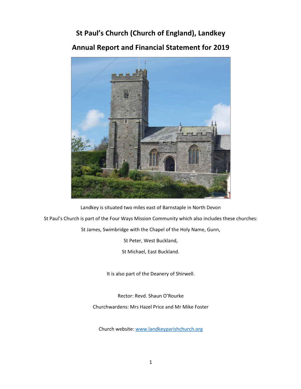 St Paul's Church (Church of England), Landkey Annual Report And