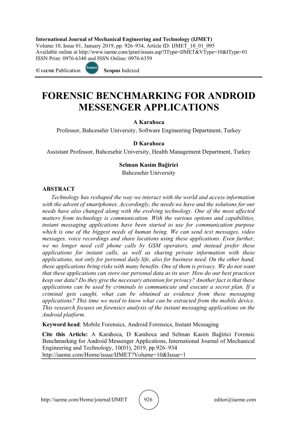 Forensic Benchmarking for Android Messenger Applications