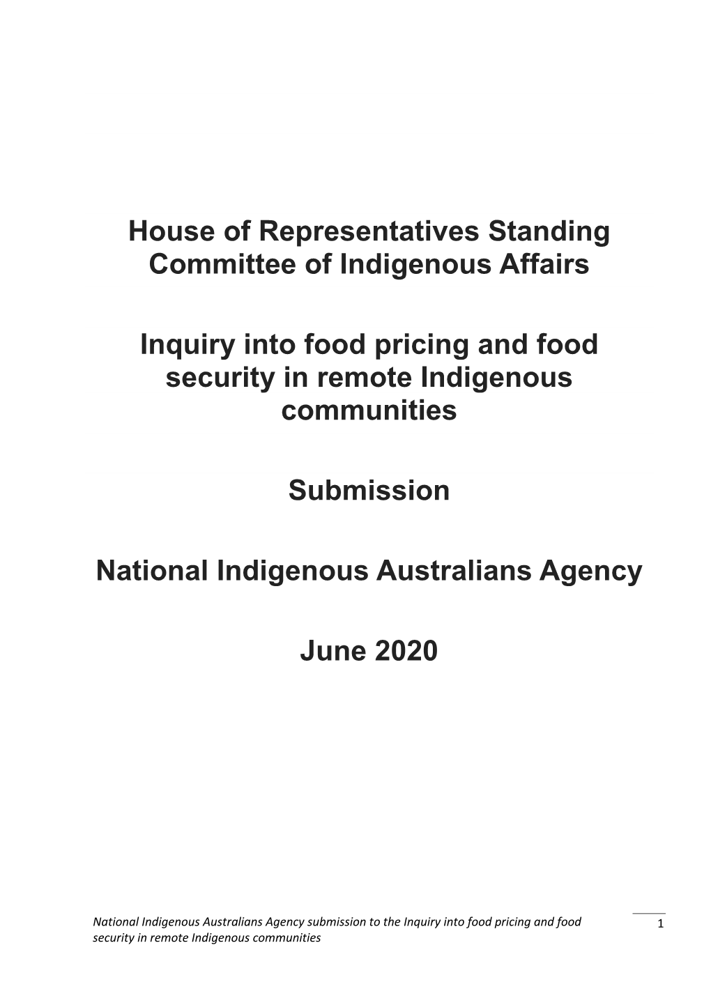 House of Representatives Standing Committee of Indigenous Affairs
