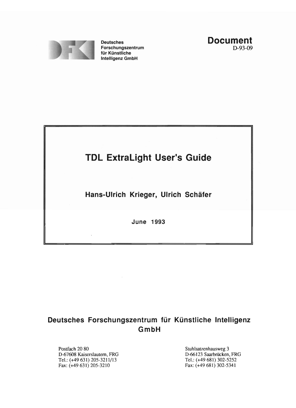 Document Tdl Extralight User's Guide