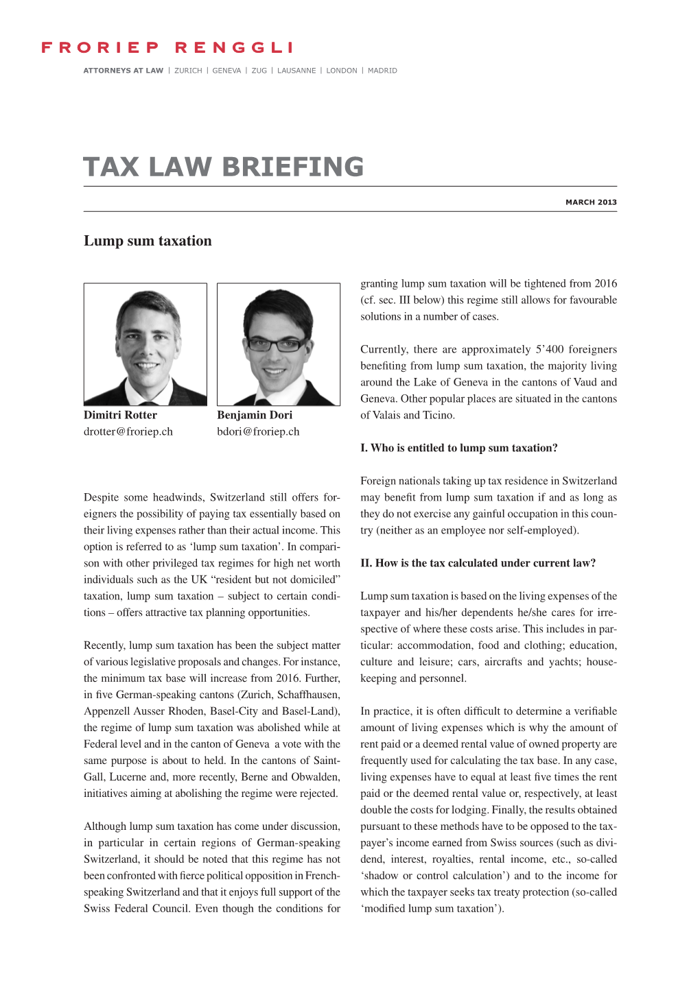 Tax Law Briefing