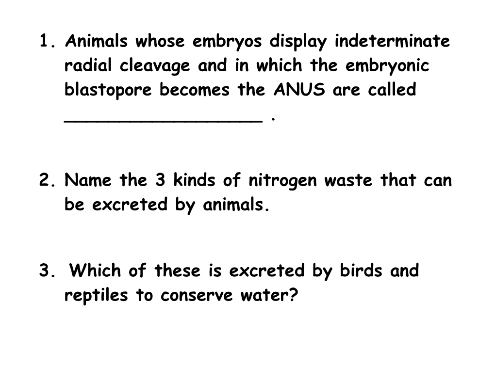 2. Name the 3 Kinds of Nitrogen Waste That Can Be Excreted by Animals