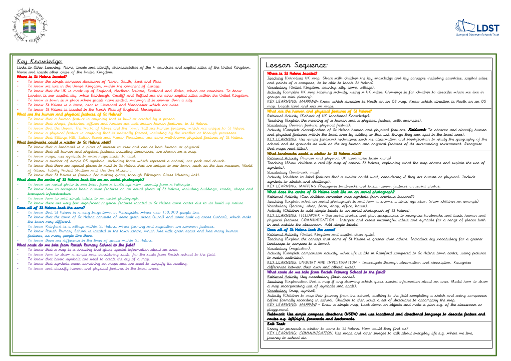 Lesson Sequence: Name and Locate Other Cities of the United Kingdom