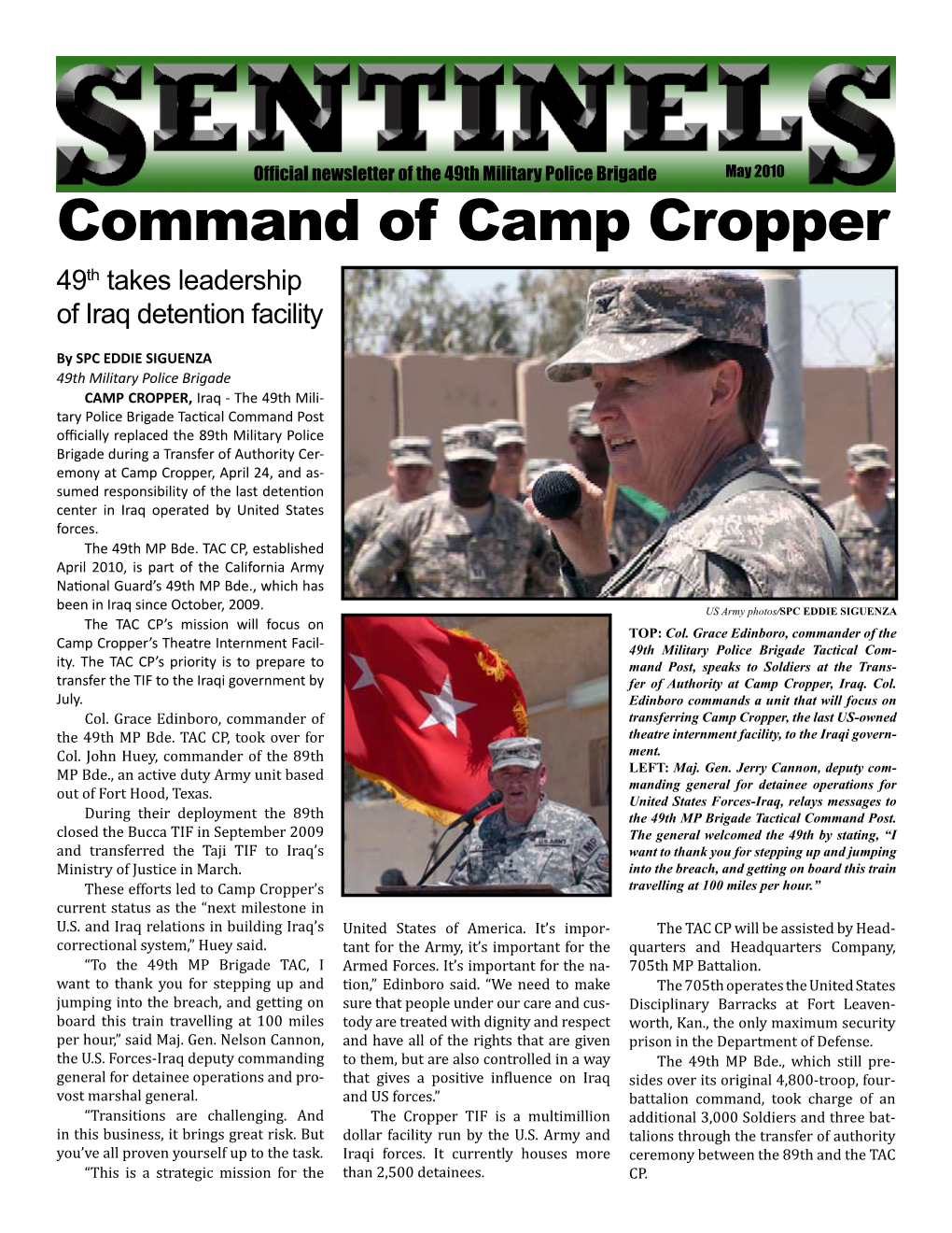 Command of Camp Cropper 49Th Takes Leadership of Iraq Detention Facility