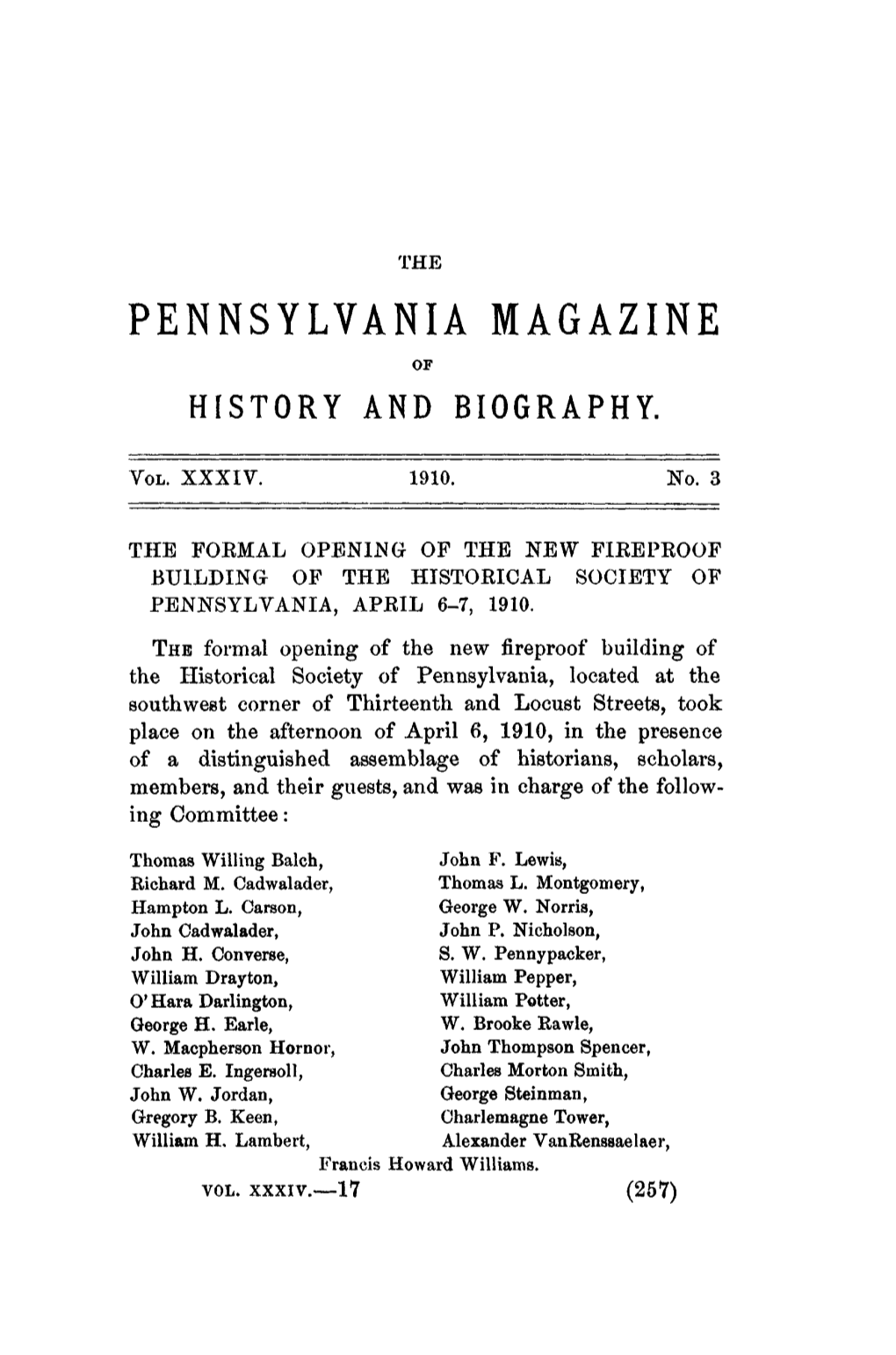 Pennsylvania Magazine of History and Biography