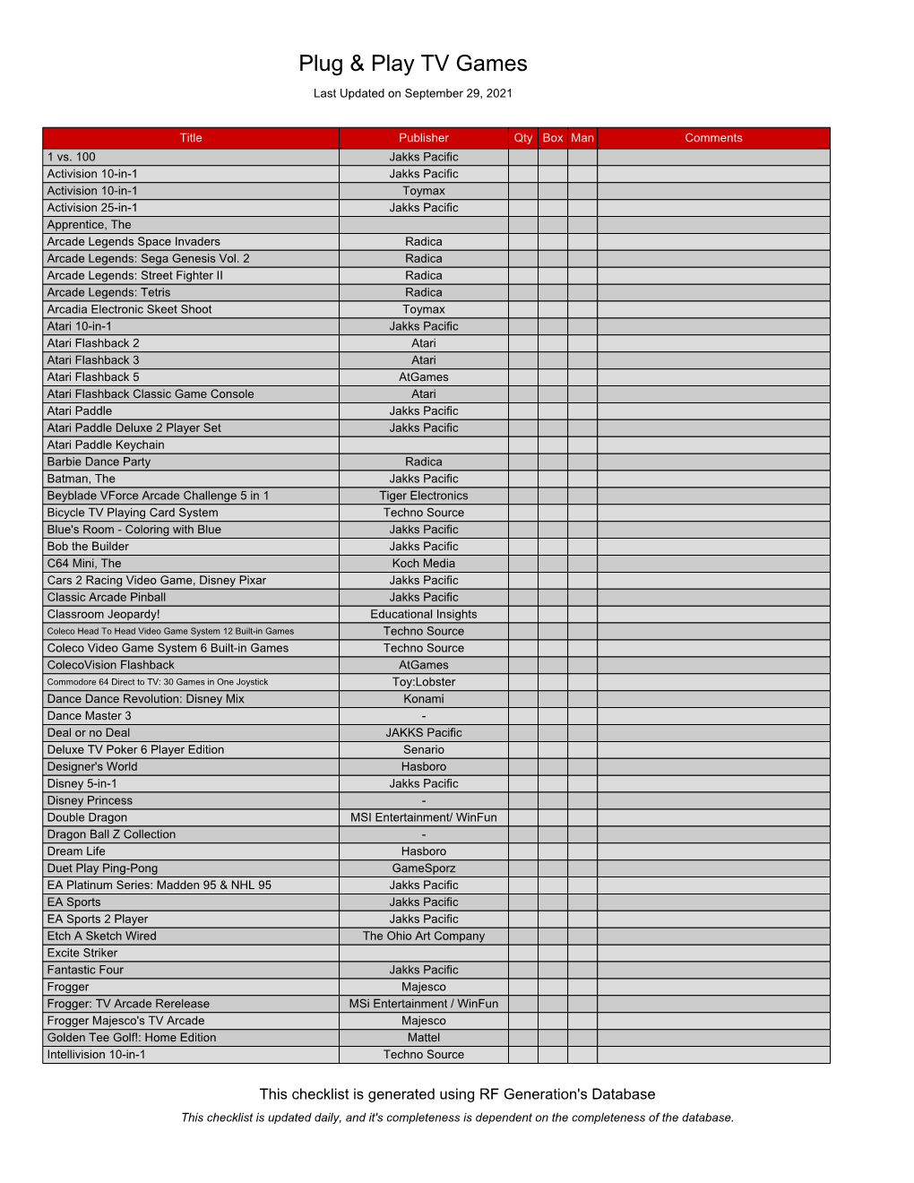 Plug & Play TV Games