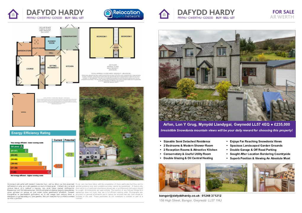 Arfon, Lon Y Grug, Mynydd Llandygai, Gwynedd LL57 4EQ £235,000