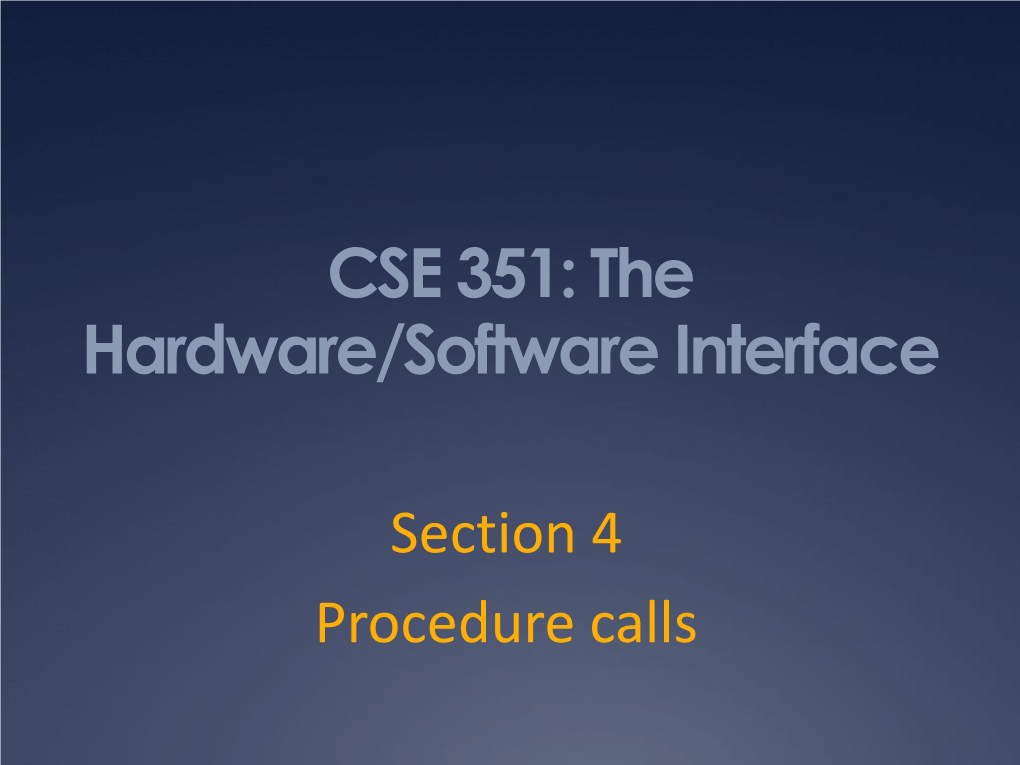 CSE 451 Section 1