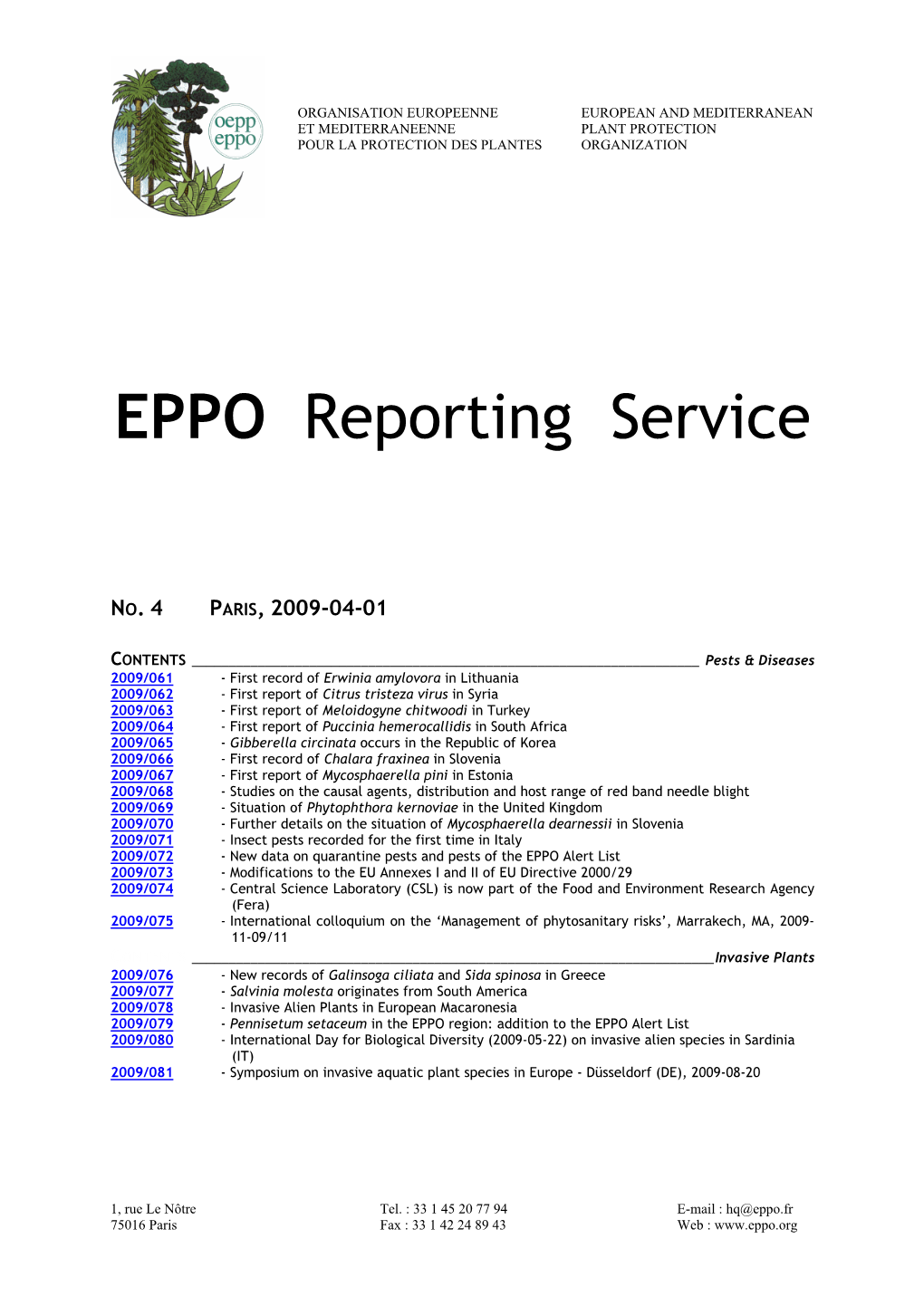 EPPO Reporting Service