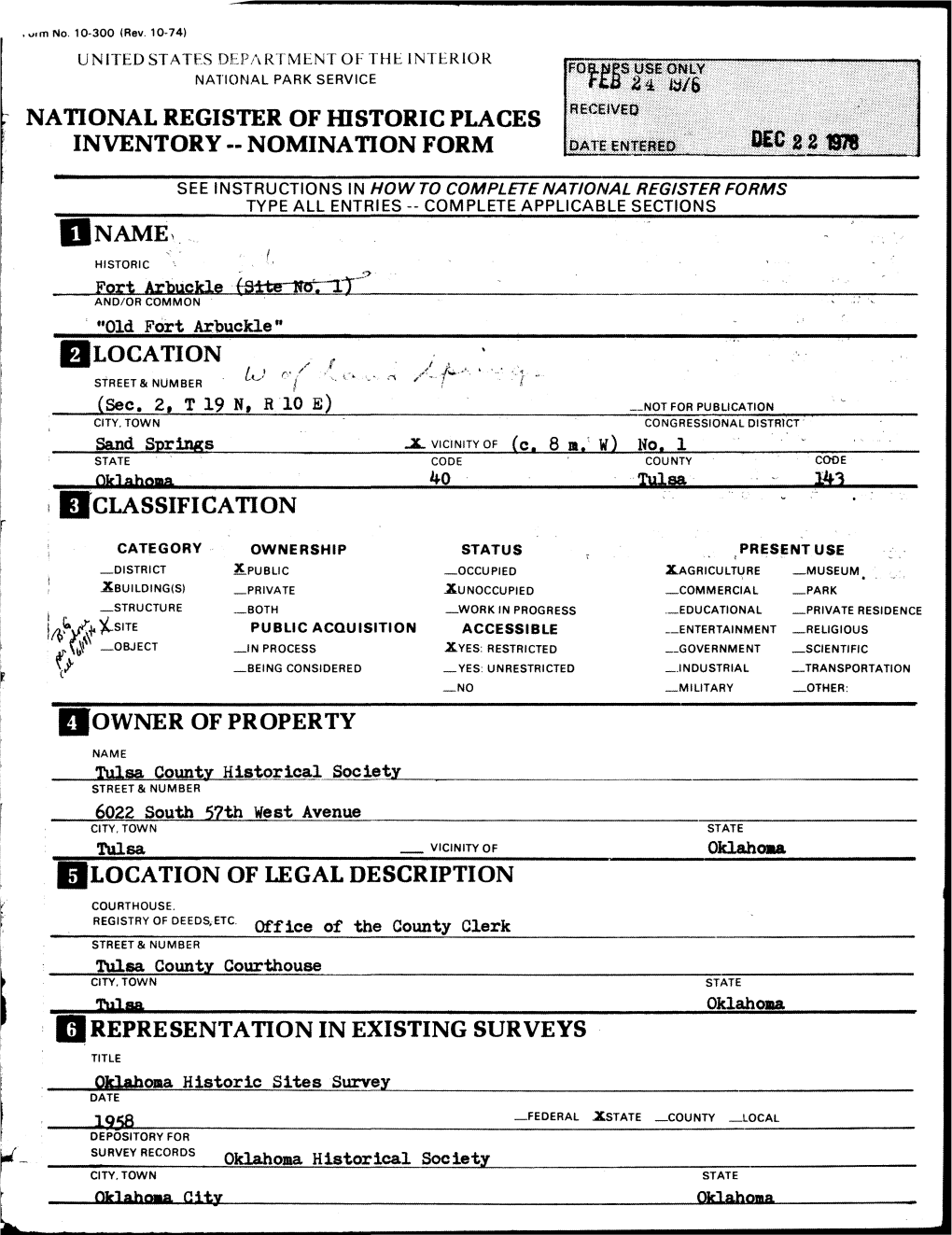 National Register of Historic Places Inventory - Nomination Form