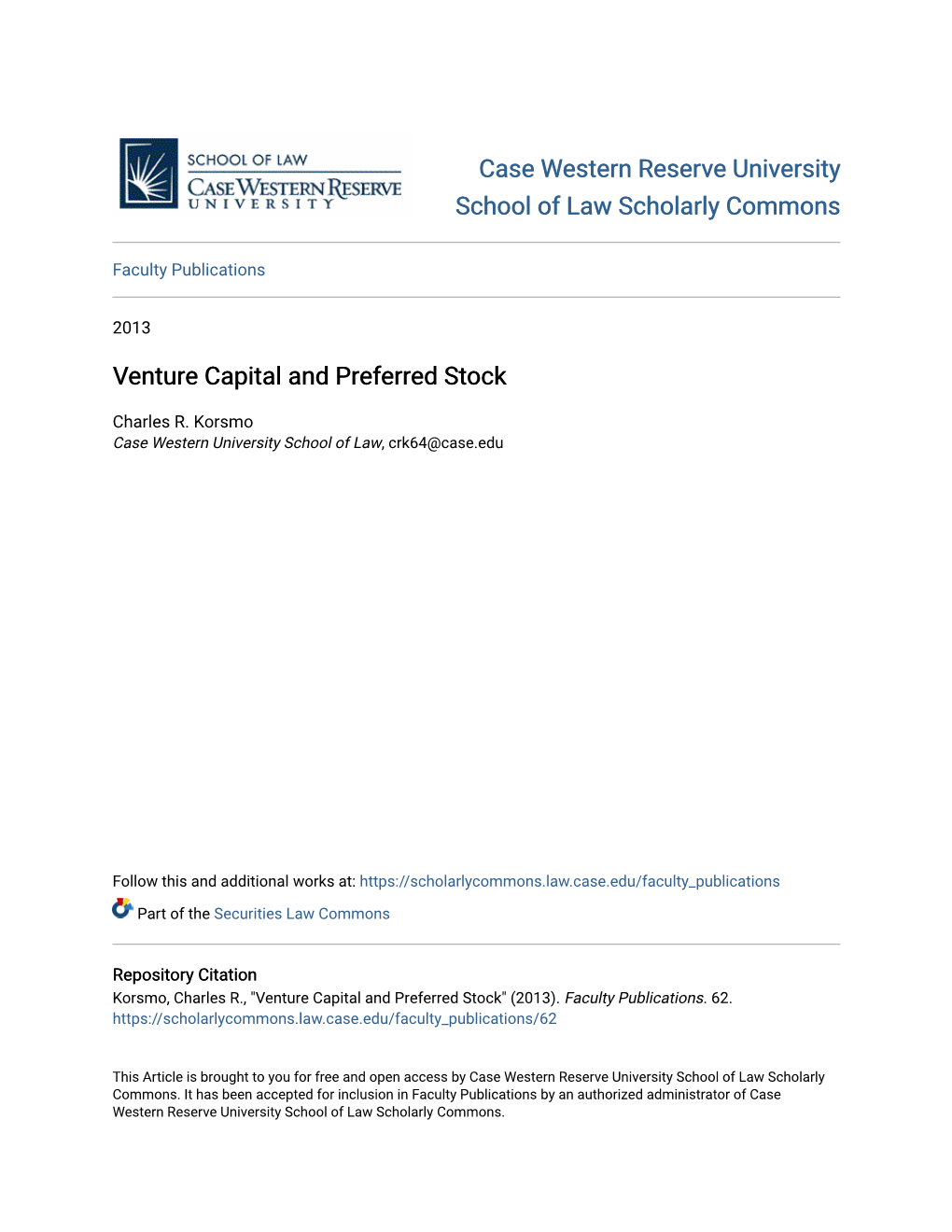 Venture Capital and Preferred Stock