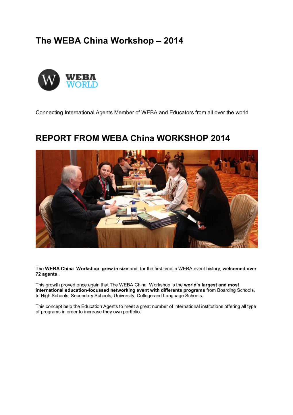 The WEBA China Workshop – 2014