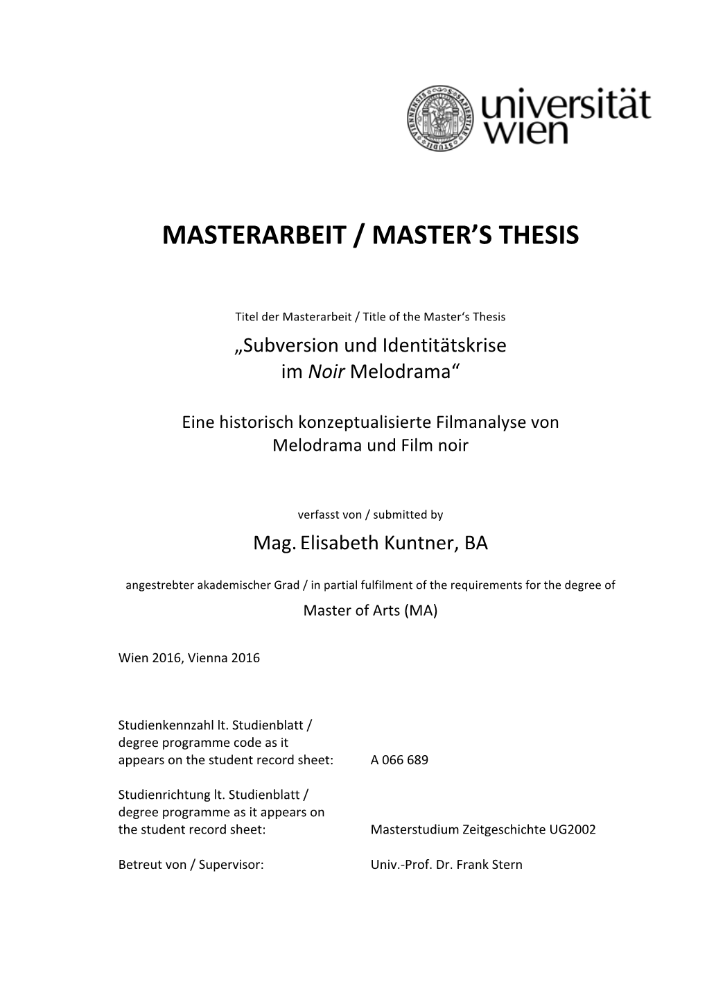 Masterarbeit / Master's Thesis