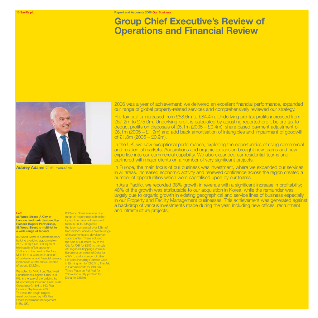 Group Chief Executive's Review of Operations and Financial Review