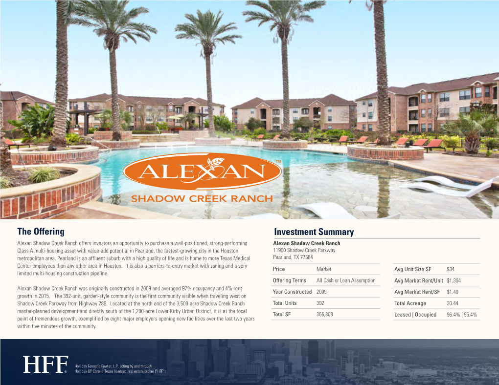 Alexan Shadow Creek Ranch | Flyer