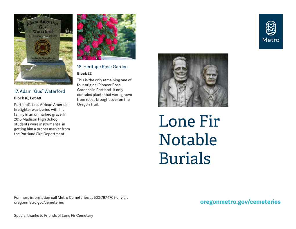 Lone Fir Notable Burials