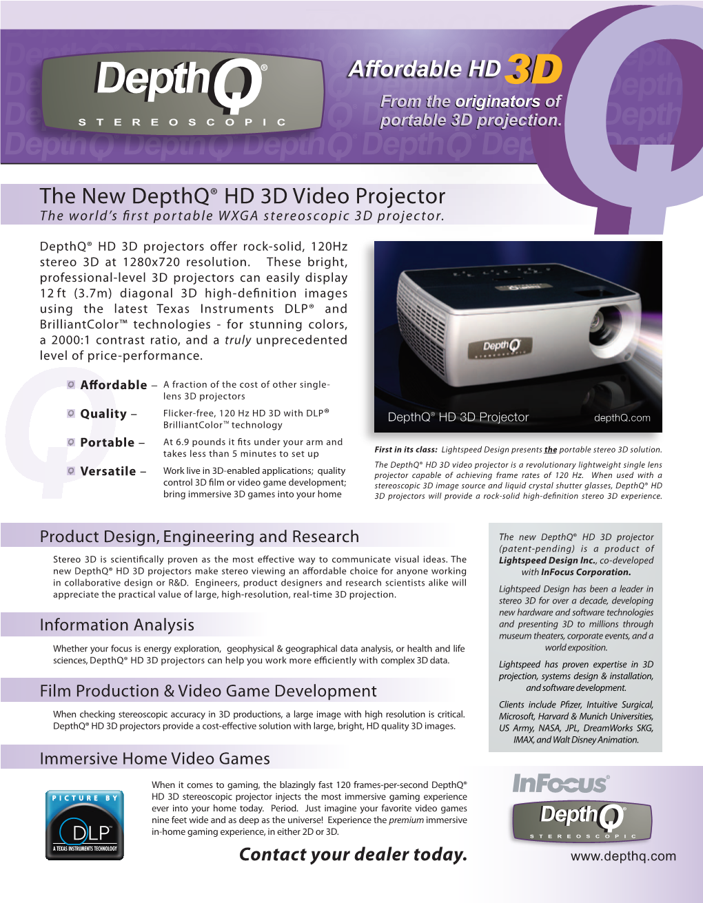 Depthq HD 3D Projector 2009 Lightspeed PDF WEB