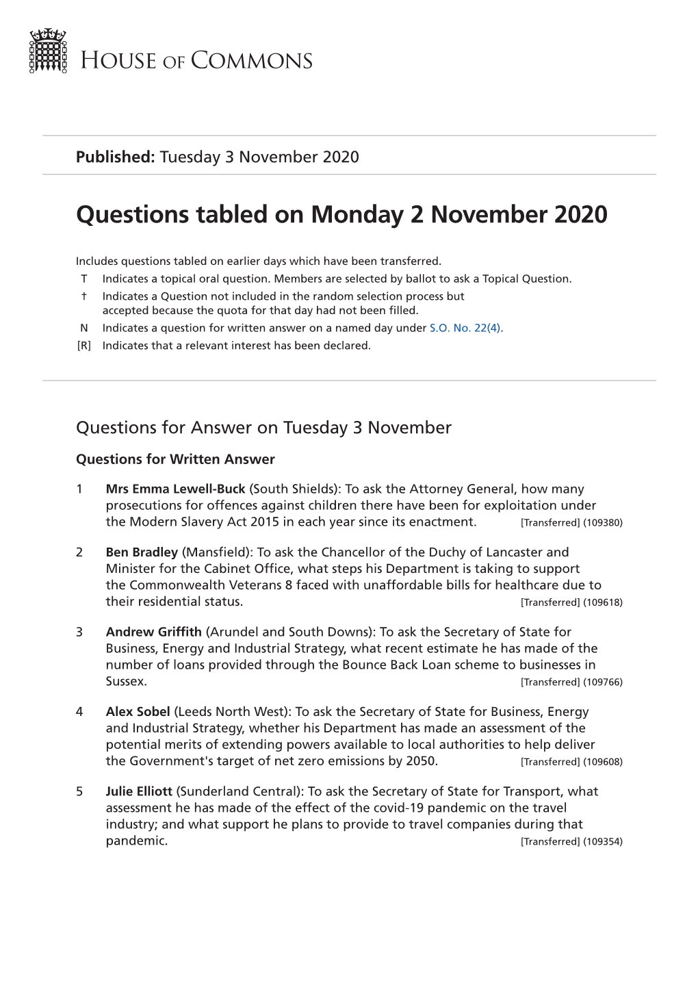 View Questions Tabled on PDF File 0.16 MB