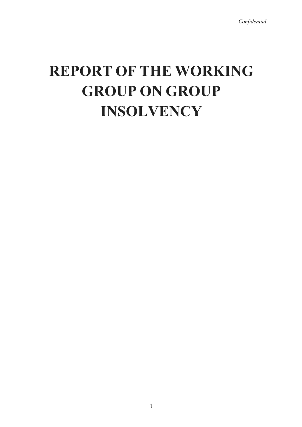 Report of the Working Group on Group Insolvency