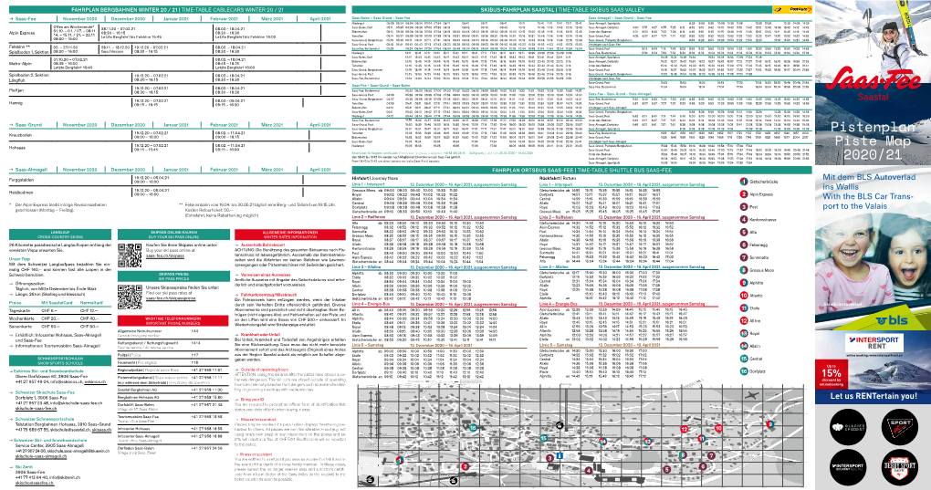 Pistenplan Piste Map 2020/21