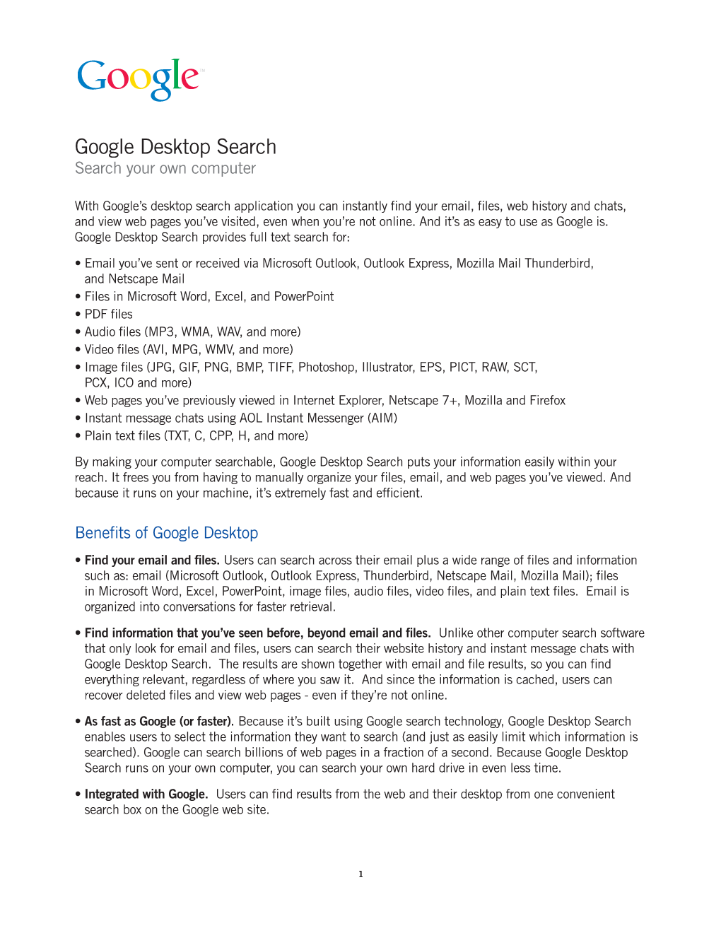 Google Desktop Search Search Your Own Computer