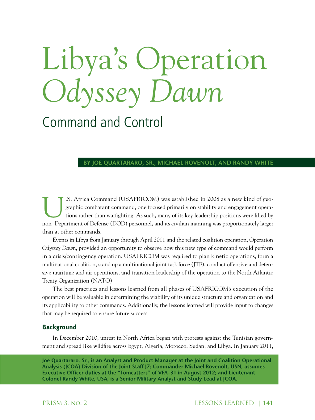 Libya's Operation Odyssey Dawn