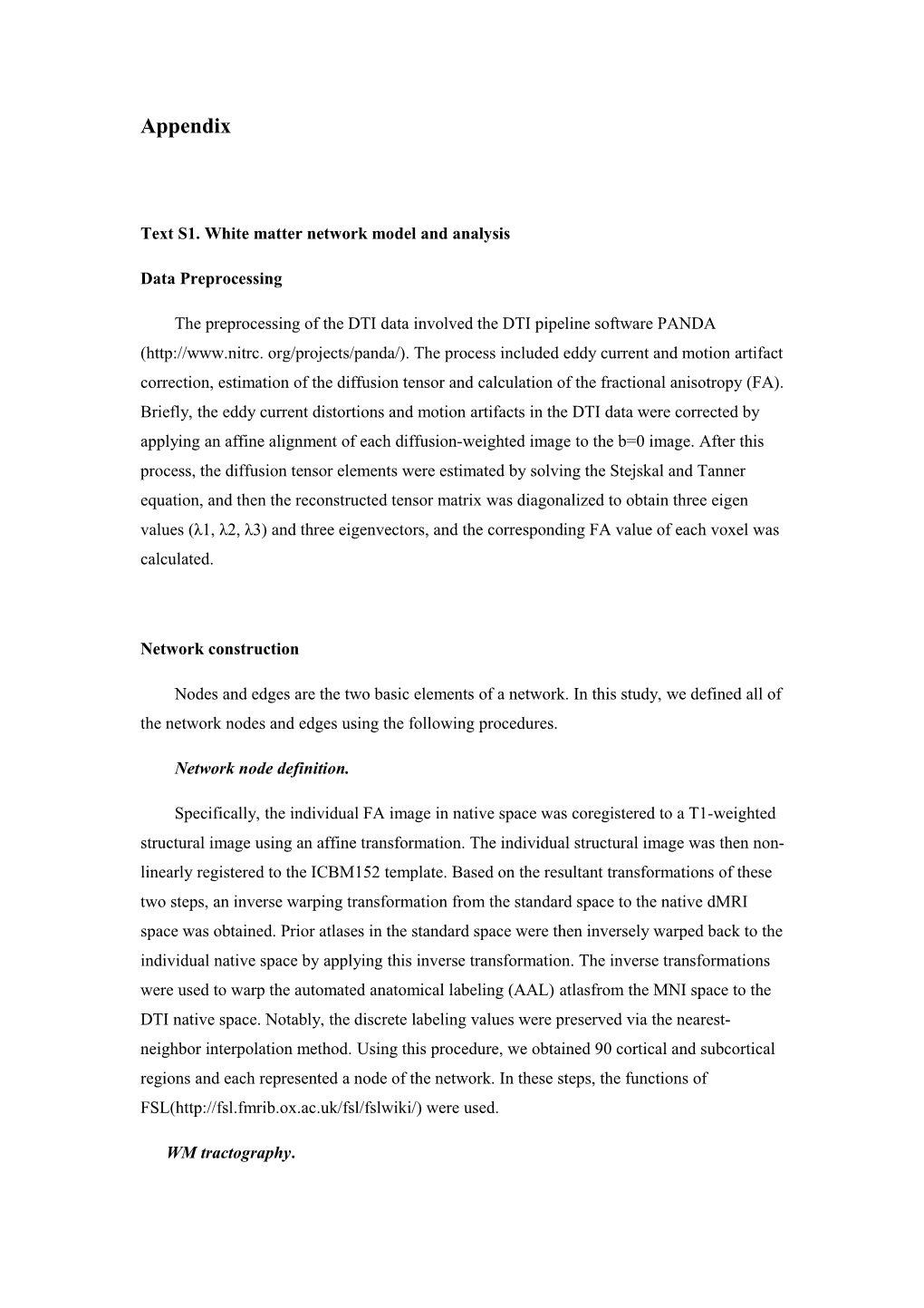 Text S1. White Matter Network Model and Analysis