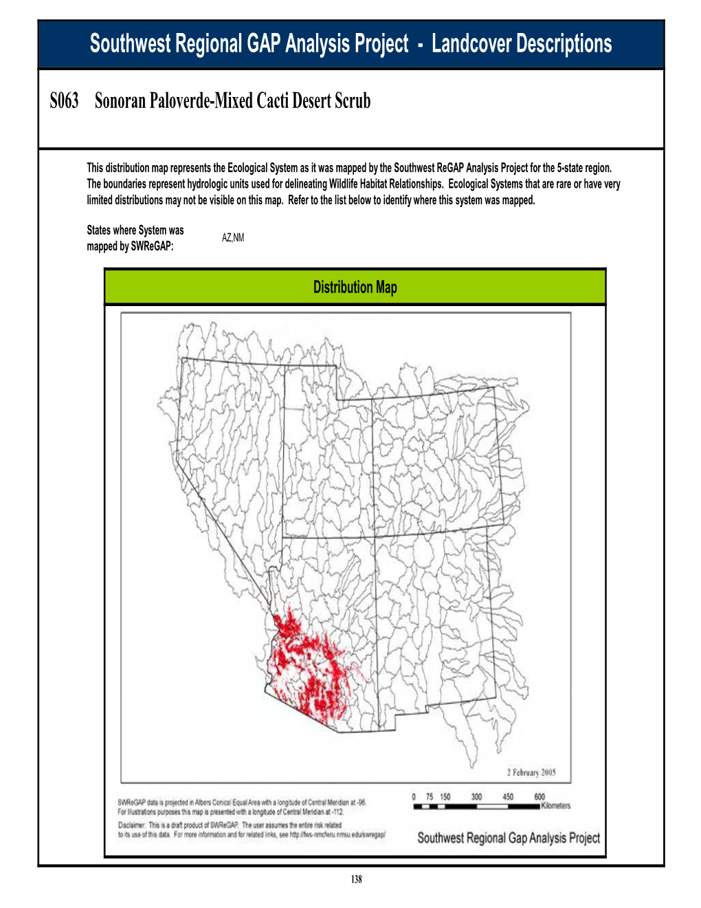 Southwest Regional GAP Analysis Project - Landcover Descriptions