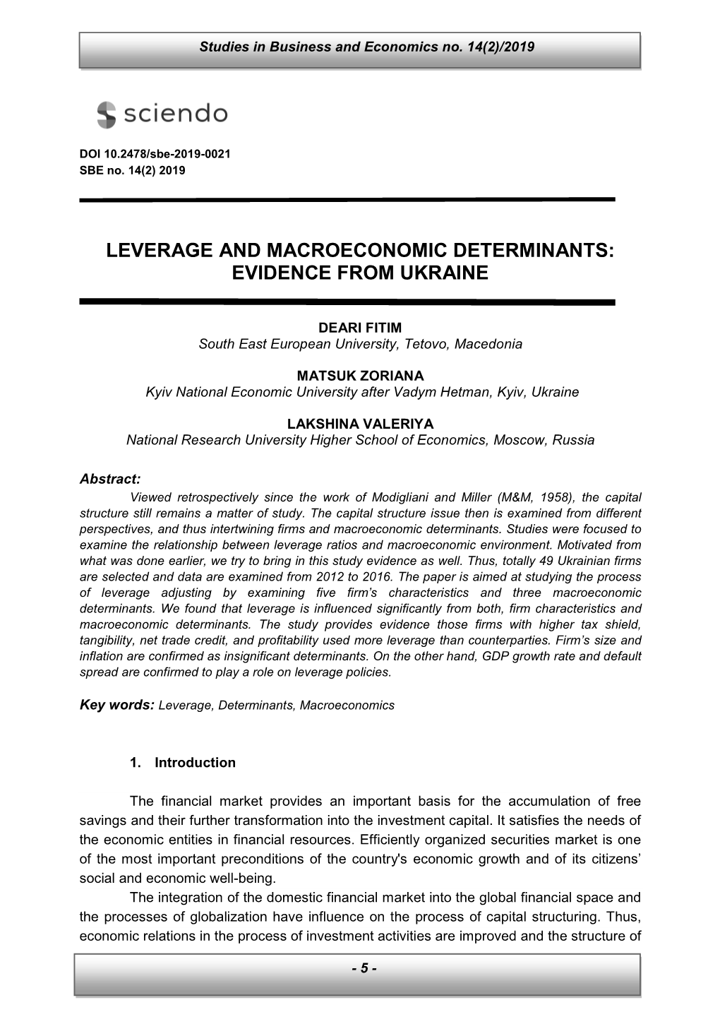 Leverage and Macroeconomic Determinants: Evidence from Ukraine