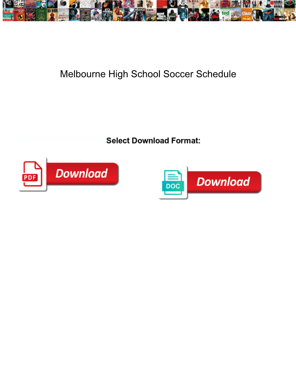 Melbourne High School Soccer Schedule