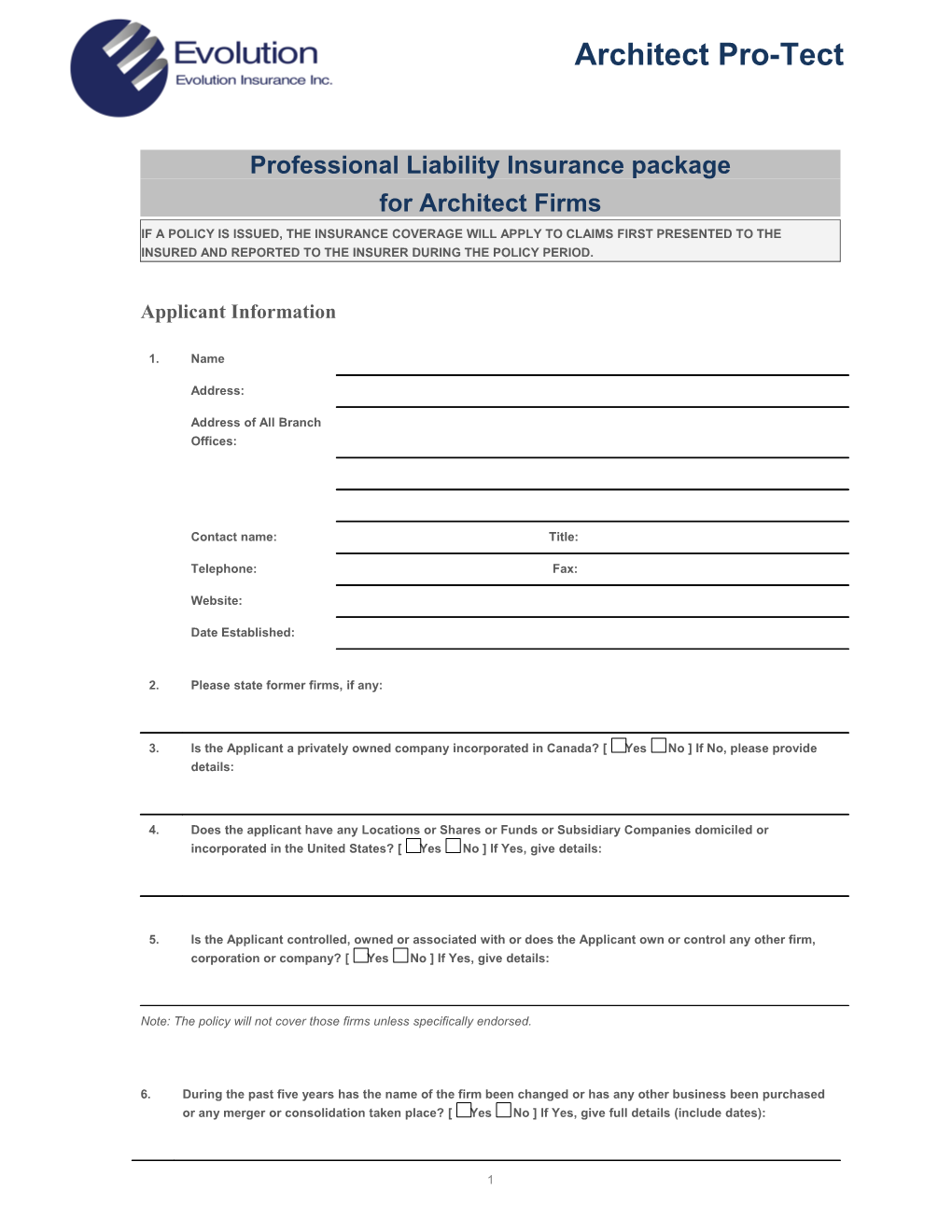 Professional Liability Insurance Package