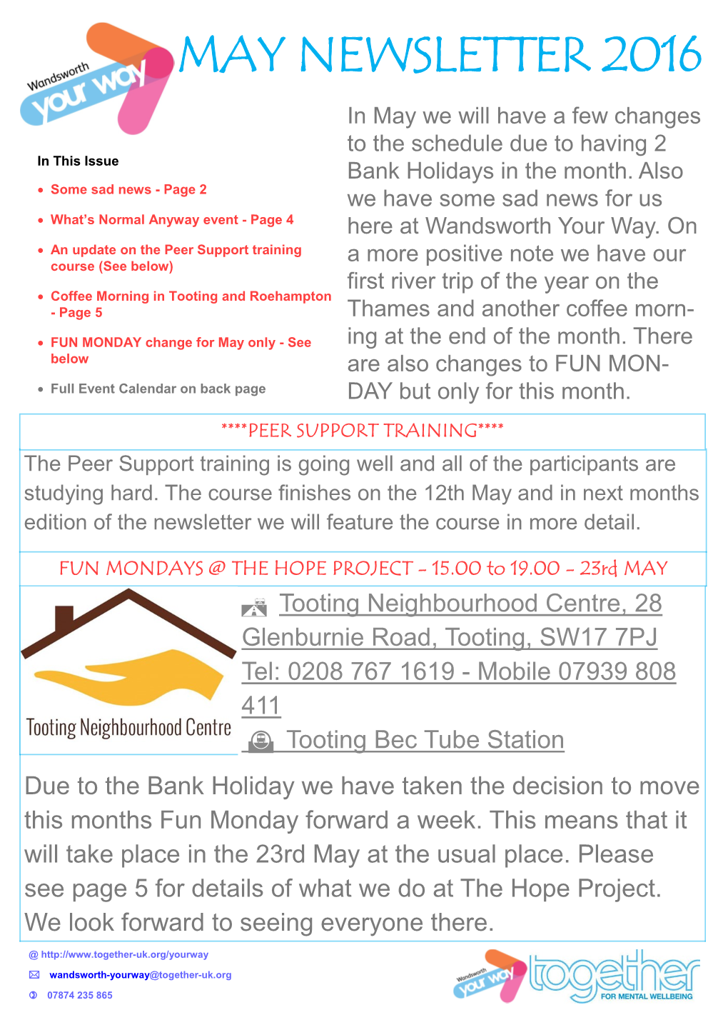 May Newsletter 2016
