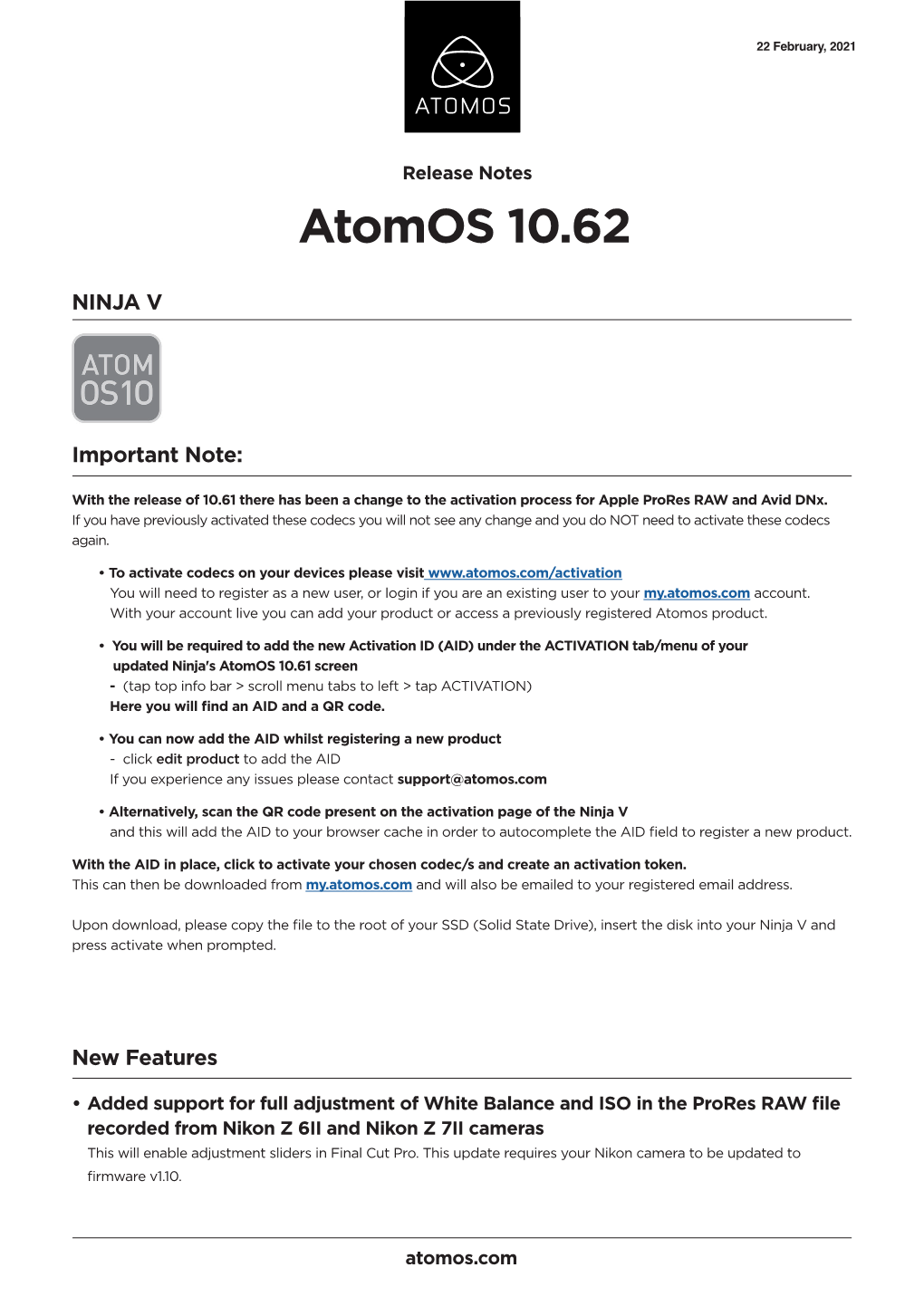 Atomos 10.62