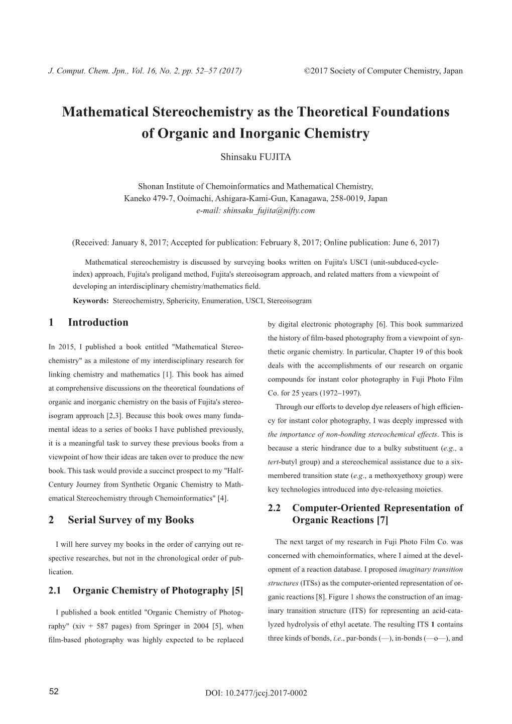 Mathematical Stereochemistry As the Theoretical Foundations of Organic and Inorganic Chemistry