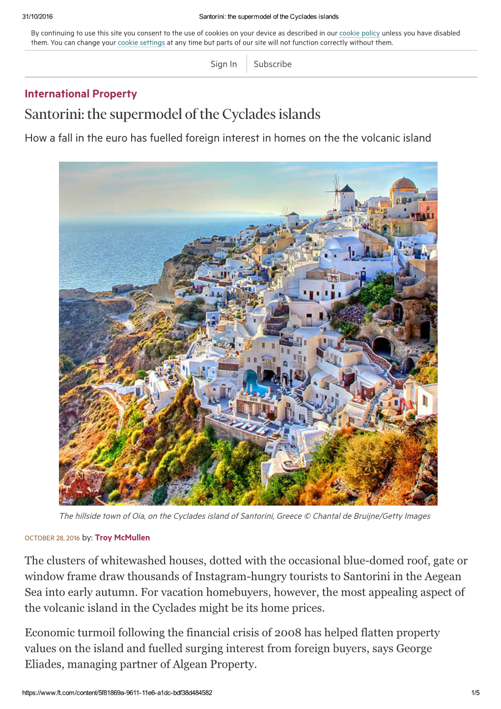 Santorini: the Supermodel of the Cyclades Islands