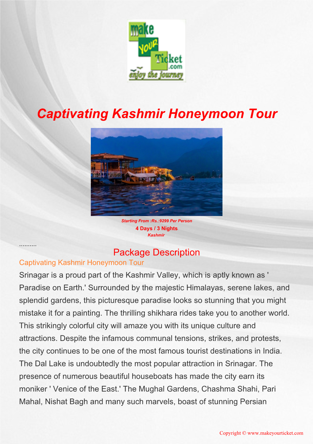 Captivating Kashmir Honeymoon Tour