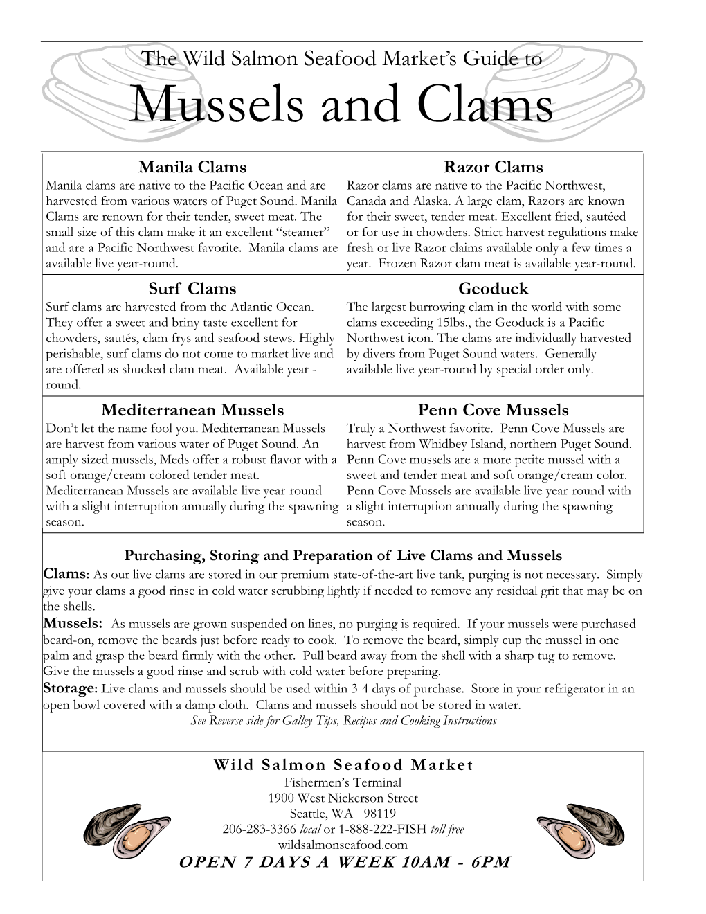 Clams and Mussels Facts and Recipes