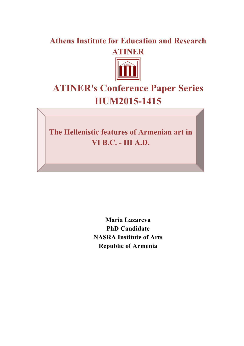 ATINER's Conference Paper Series HUM2015-1415