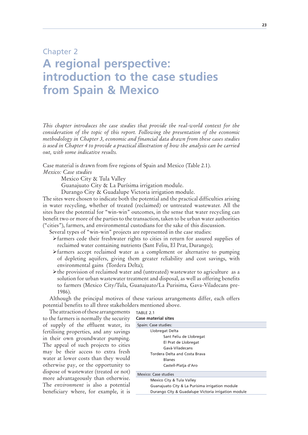 A Regional Perspective: Introduction to the Case Studies from Spain & Mexico