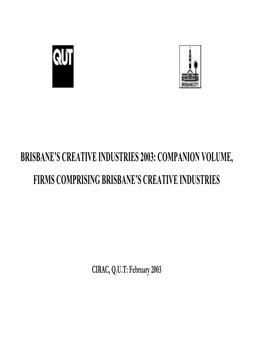 Companion Volume, Firms Comprising Brisbane's Creative Industries