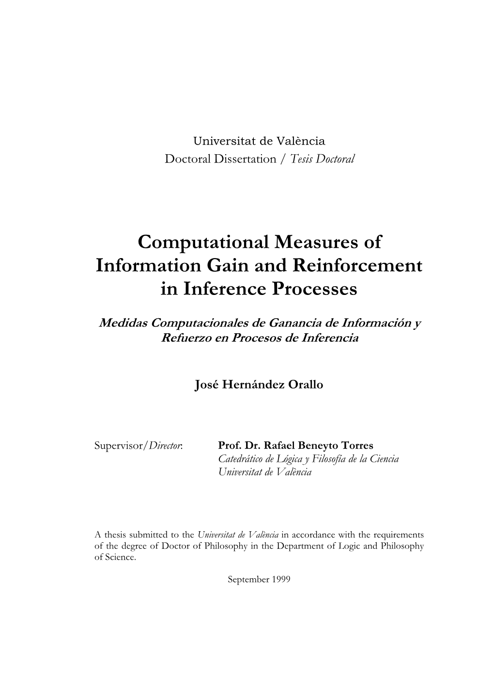 Computational Measures of Information Gain and Reinforcement in Inference Processes