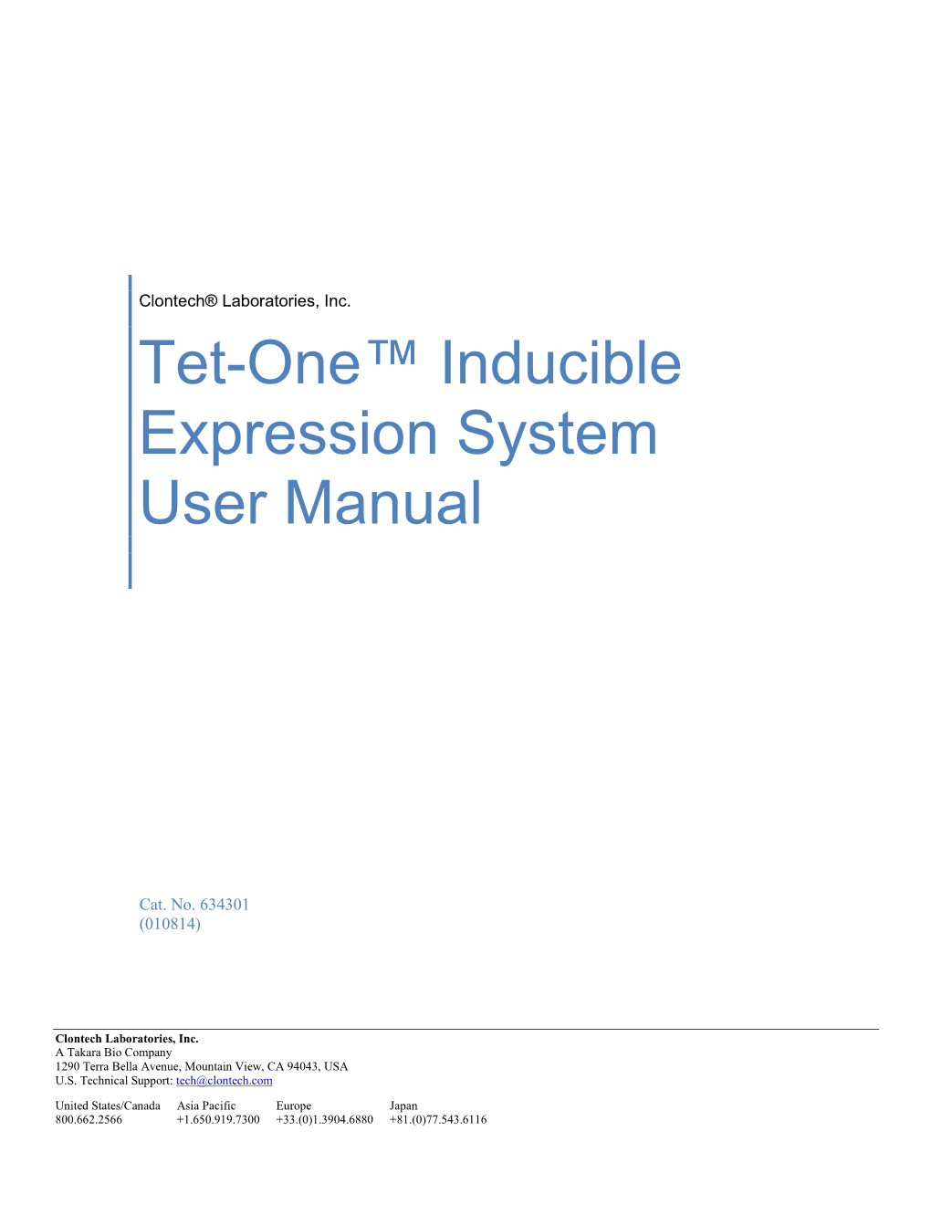 Tet-One™ Inducible Expression System User Manual