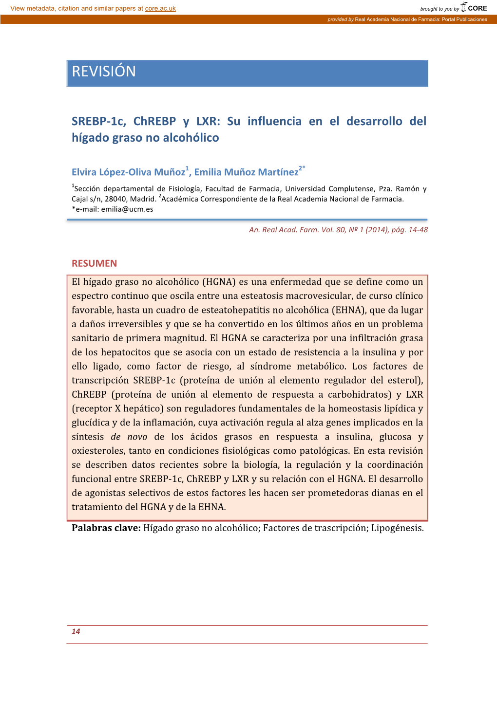 SREBP-1C, Chrebp Y LXR: Su Influencia En El Desarrollo Del Hígado Graso No Alcohólico