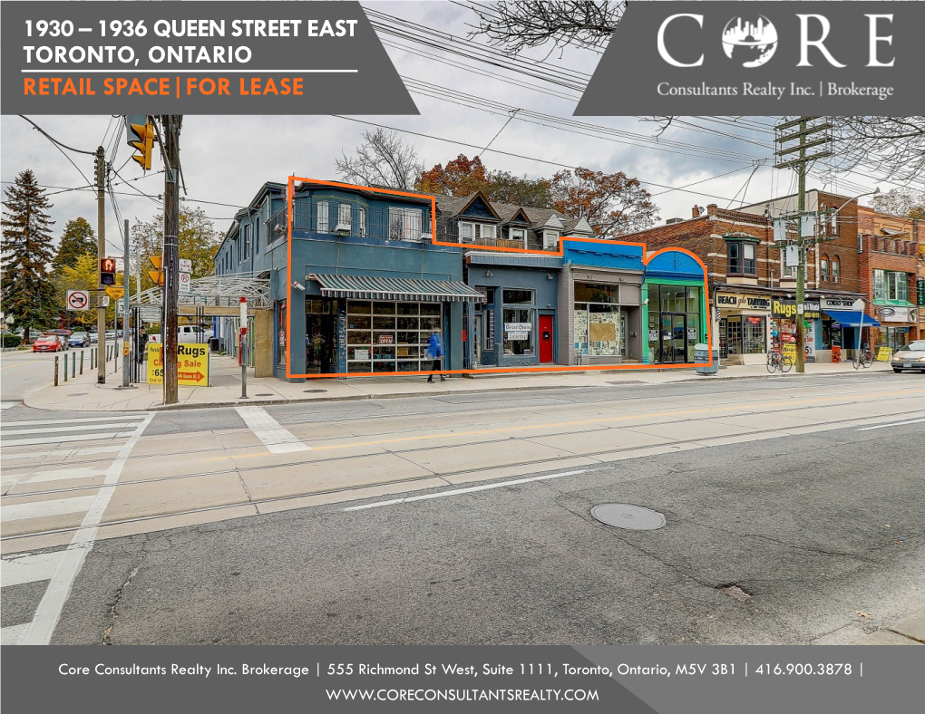 1930 – 1936 Queen Street East Toronto, Ontario Retail Space|For Lease