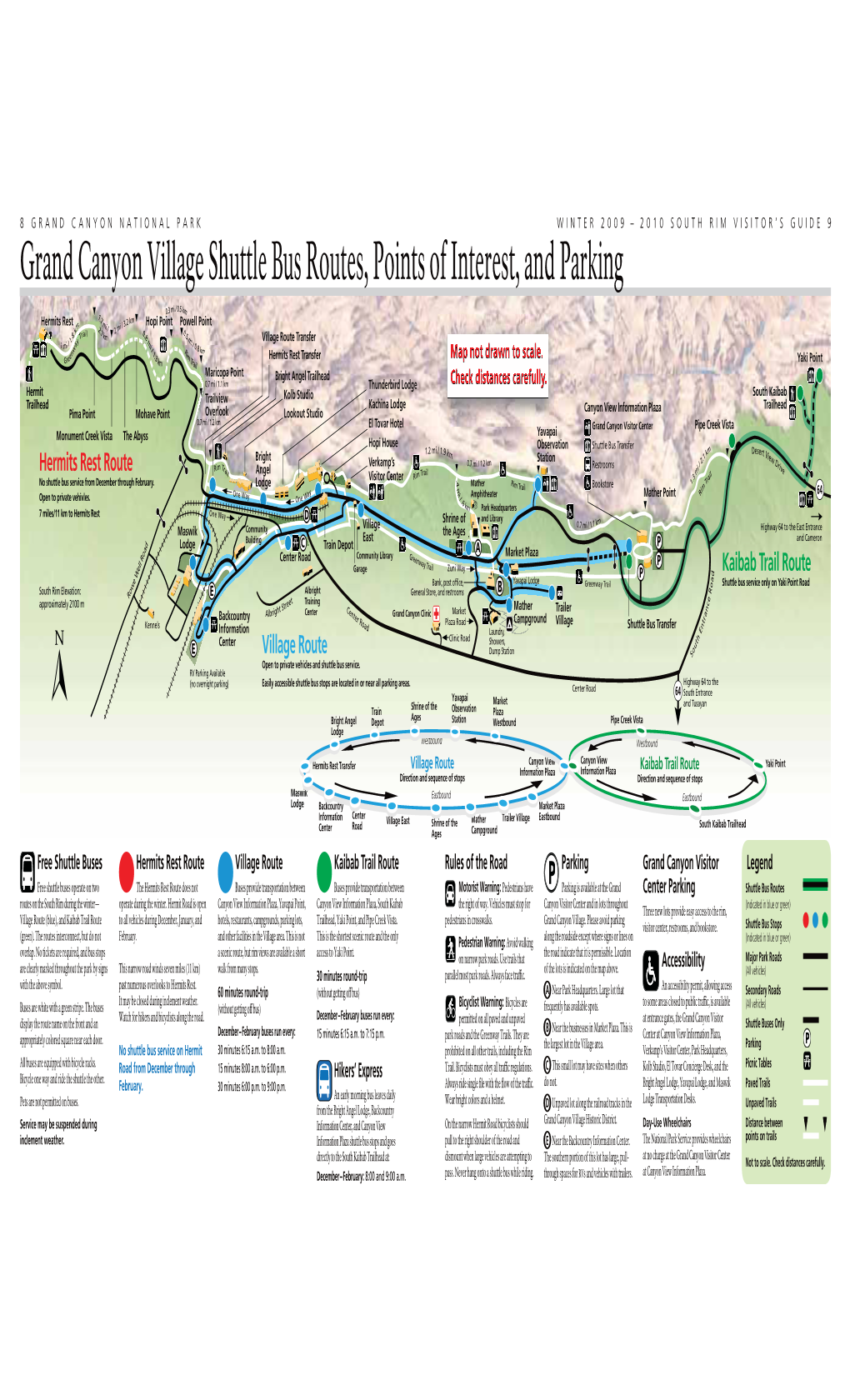 Grand Canyon Village Shuttle Bus Routes, Points of Interest, and Parking