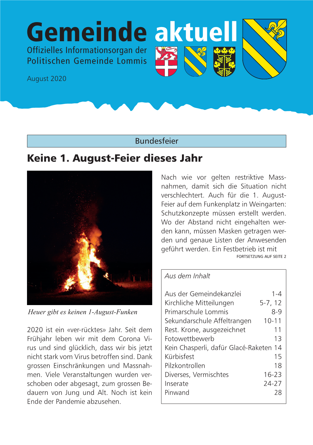 Keine 1. August-Feier Dieses Jahr